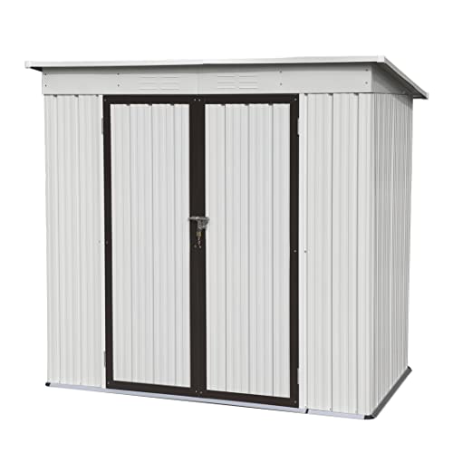 6x4 FT Outdoor Storage Bike Shed,Lockable Double Doors Metal Shed with Vents and Galvanized Steel,Outdoor Shed Tool Shed for Garden,Backyard,Lawn Mower,No Floor