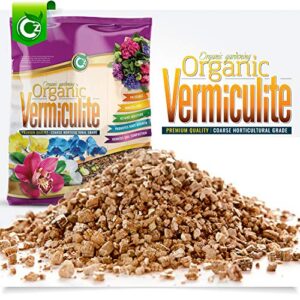 organic coarse vermiculite – made in usa for all indoor/outdoor plants & organic gardens – horticultural soil amendment additive conditioner grow media for hydroponics, mushroom cultivation and more!