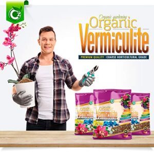 Organic Coarse Vermiculite - Made in USA for All Indoor/Outdoor Plants & Organic Gardens - Horticultural Soil Amendment Additive Conditioner Grow Media for Hydroponics, Mushroom Cultivation and more!