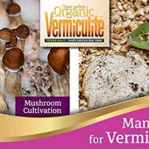 Organic Coarse Vermiculite - Made in USA for All Indoor/Outdoor Plants & Organic Gardens - Horticultural Soil Amendment Additive Conditioner Grow Media for Hydroponics, Mushroom Cultivation and more!