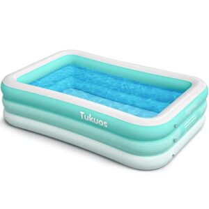 large inflatable swimming pool, family-sized inflatable kiddie pool, family lounge pool for kids adult suitable for backyard outdoor garden 96″” x 56″” x 22″”