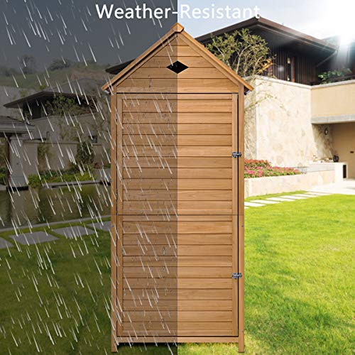 Goplus Outdoor Storage Shed Locker Wooden Hutch for Garden Yard Lawn