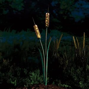 ART & ARTIFACT Cattail Garden Stake Solar Powered Path Light Lighted Garden Stake, 35"