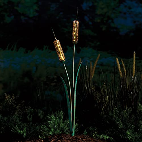 ART & ARTIFACT Cattail Garden Stake Solar Powered Path Light Lighted ...