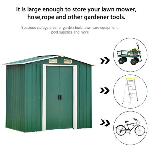 Outdoor Garden Storage Shed 6X4 FT Yard Storage Tool with Sliding Door for Backyard