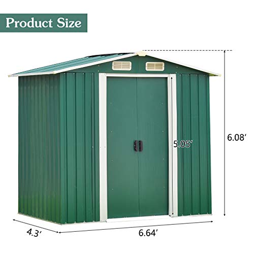 Outdoor Garden Storage Shed 6X4 FT Yard Storage Tool with Sliding Door for Backyard