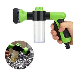 Garden Hose Nozzle, High Pressure Spray Car Washer Foam Water Gun Cleaning Tool Washer 6m Heavy Duty 8 Adjustable Watering Patterns(Green)