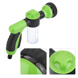 Garden Hose Nozzle, High Pressure Spray Car Washer Foam Water Gun Cleaning Tool Washer 6m Heavy Duty 8 Adjustable Watering Patterns(Green)