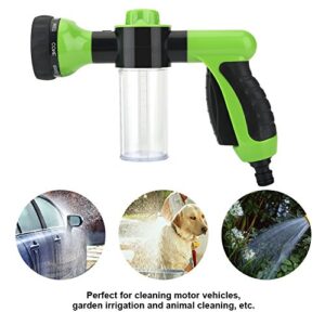 Garden Hose Nozzle, High Pressure Spray Car Washer Foam Water Gun Cleaning Tool Washer 6m Heavy Duty 8 Adjustable Watering Patterns(Green)