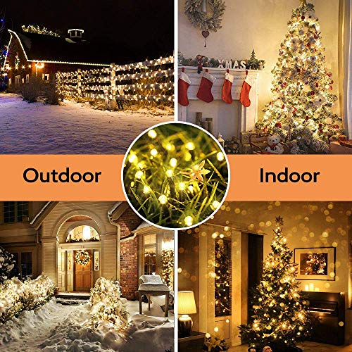 Toodour Solar Christmas Lights, 121ft 350 LED 8 Modes Solar String Lights, Waterproof Solar Outdoor Christmas Lights for Garden, Patio, Holiday, Party, Balcony, Christmas Decorations (Warm White)