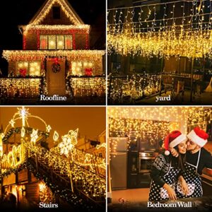 JXLEDAYY Christmas Lights Super Long 1280 LED 131 FT LED String Lights with 240 Drops Plug in 8 Modes Christmas Decoration for Holiday Wedding Party Bedroom Garden Patio Outdoor Indoor (Warm White)