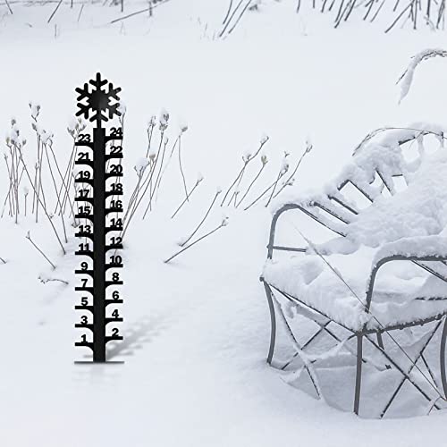 Racsoh Snow Gauge Outdoor - 24 Inch Snow Measuring Device, Iron Art Snow Gauge Handmade Metal Snow Measuring Stick Snowfall Snowflake Gauge for Yard Garden Lawn Christmas Decor (A-Snowflake)