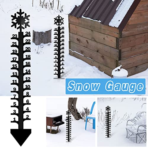 Racsoh Snow Gauge Outdoor - 24 Inch Snow Measuring Device, Iron Art Snow Gauge Handmade Metal Snow Measuring Stick Snowfall Snowflake Gauge for Yard Garden Lawn Christmas Decor (A-Snowflake)