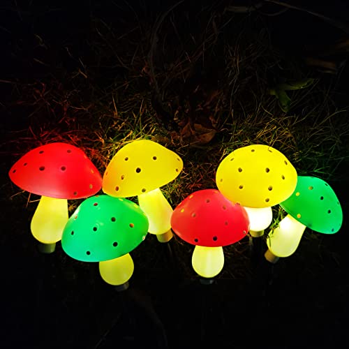 AUSAYE Solar Mushroom Lights, Garden Outdoor Decor Stuff, 8 Modes Waterproof Mushroom Night Light for Garden Pathway Landscape Yard Easter Pathway Halloween Xmas Decorations 3 Mushrooms Red