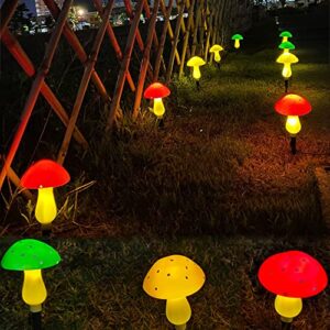 AUSAYE Solar Mushroom Lights, Garden Outdoor Decor Stuff, 8 Modes Waterproof Mushroom Night Light for Garden Pathway Landscape Yard Easter Pathway Halloween Xmas Decorations 3 Mushrooms Red