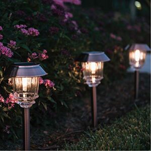 XMCOSY+ Solar Pathway Lights for Garden - 4-Pack Outdoor Solar Lights for Yard, Solar Lights Outdoor Waterproof IP65, 10-40 LM Auto On/Off Warm White LED Landscape Lighting for Lawn Walkway Sidewalk