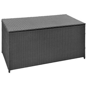 loibinfen patio storage box black 47.2″x19.7″x23.6″ poly rattan patio garden outdoor storage container for toys, furniture deck box (weight:26.9 lbs)