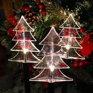 JOINTWIN Christmas Tree Led Pathway Lights Battery Operated with Timer Function for Lawn Yard Walkway Garden Decor Christmas Home Decoration Warm White Landscape Light - 5 Pack