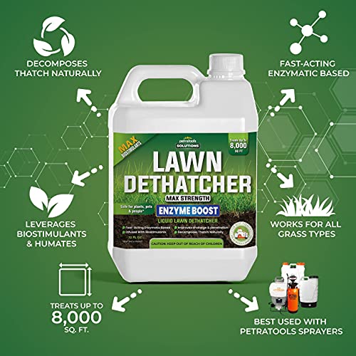 PetraTools Liquid Dethatcher (32oz) and Liquid 16-4-8 Lawn Fertilizer (32 oz)