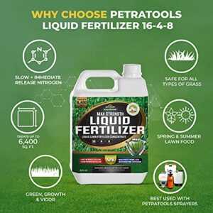 PetraTools Liquid Dethatcher (32oz) and Liquid 16-4-8 Lawn Fertilizer (32 oz)