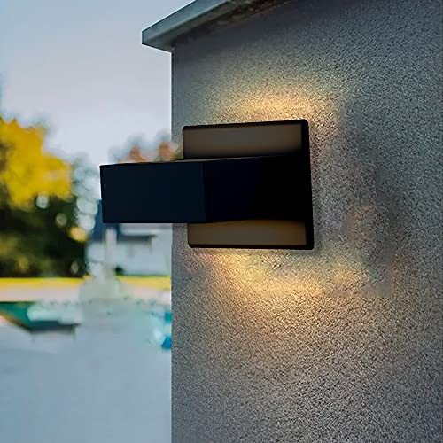 Inowel Outdoor Wall Light Up Down LED Wall Sconce Porch Lamp Black Modern Exterior Light Fixture Aluminum Lights for Porch Front Door Garden Yard Patio IP54 Waterproof 7.5W 240Lm 3000K