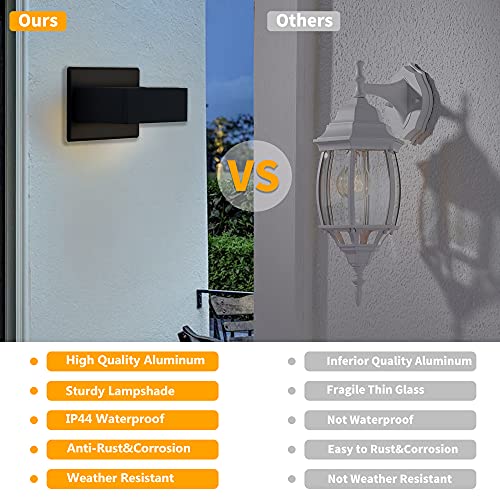 Inowel Outdoor Wall Light Up Down LED Wall Sconce Porch Lamp Black Modern Exterior Light Fixture Aluminum Lights for Porch Front Door Garden Yard Patio IP54 Waterproof 7.5W 240Lm 3000K