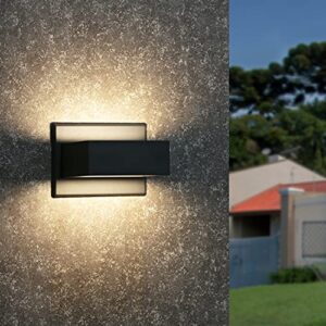 Inowel Outdoor Wall Light Up Down LED Wall Sconce Porch Lamp Black Modern Exterior Light Fixture Aluminum Lights for Porch Front Door Garden Yard Patio IP54 Waterproof 7.5W 240Lm 3000K