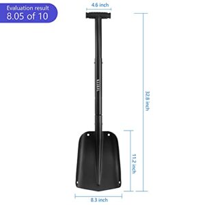 YOHEER Aluminum Utility Shovel, 3 Sections Detachable Snow Shovel Perfect for Autocross , Camping and Other Outdoor Activities (Black)