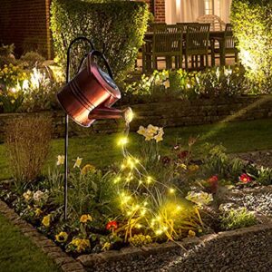 hdoomn solar fairy watering can lights – led garden shower art light decoration waterproof strip lights for outdoors lamp outdoor star string lights for home pathway patio yard festoon flash