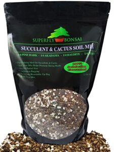 succulent & cactus soil mix – premium pre-mixed fast draining blend (2.5 dry quarts)