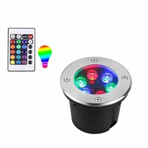 rgb swimming pool underwater light – submersible led fountain light, led ground spotlight with remote control, ip68 waterproof buried garden lamp, color changing recessed underwater spotlight (color