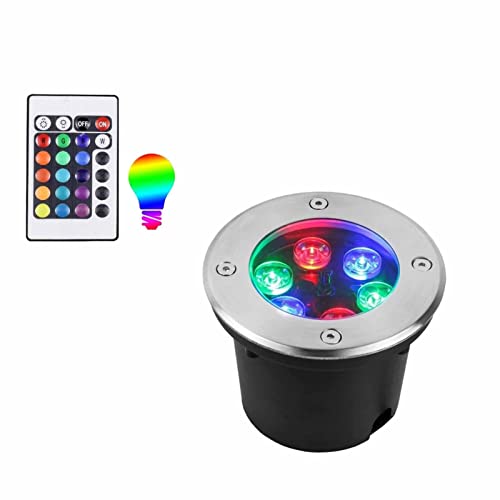 RGB Swimming Pool Underwater Light - Submersible LED Fountain Light, LED Ground Spotlight with Remote Control, IP68 Waterproof Buried Garden Lamp, Color Changing Recessed Underwater Spotlight (Color