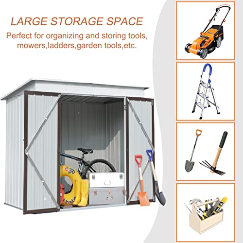 Outdoor Storage Shed 6X4 Ft,Outdoor Shed with Floor Frame, Garden Shed Backyard Shed Bike Shed,Metal Shed with Lockable Door,Tool Shed for Courtyard Garden Lawn Patio(No Floor Included)