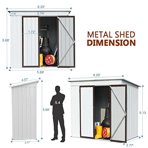 Outdoor Storage Shed 6X4 Ft,Outdoor Shed with Floor Frame, Garden Shed Backyard Shed Bike Shed,Metal Shed with Lockable Door,Tool Shed for Courtyard Garden Lawn Patio(No Floor Included)