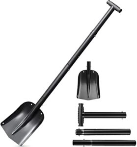3 in 1 folding snow shovel aluminum alloy, emergency snow shovel for car driveway, lightweight portable sport utility shovel for snow removal, suitable for travel, car, camping, garden, beach