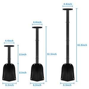 3 in 1 Folding Snow Shovel Aluminum Alloy, Emergency Snow Shovel for Car Driveway, Lightweight Portable Sport Utility Shovel for Snow Removal, Suitable for Travel, Car, Camping, Garden, Beach