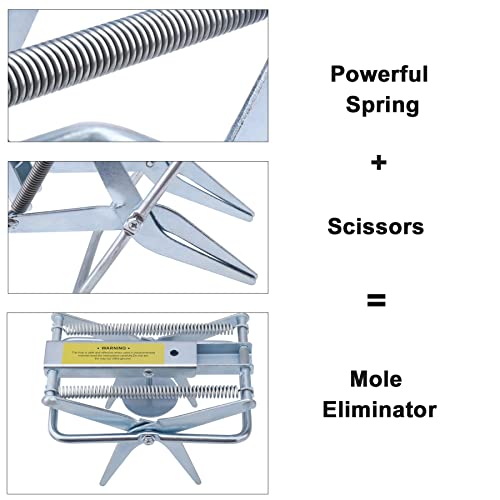 2 Pcs Mole Traps,Galvanized Steel Mole Scissor Trap,Reusable Mole Gopher Traps,Mole Killer,Easy Set Mole Eliminator Trap for Lawns