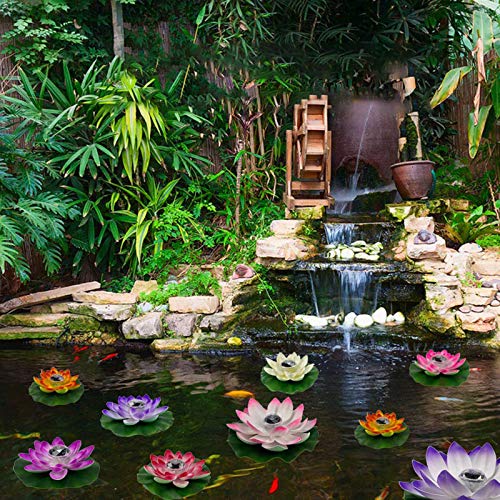 RNSUNH Solar Floating Lotus Lights Solar Power Energy Floating Lotus Flower LED Accent Light Floating Pool Flower Lights for Swimming Pool Yard Garden Wedding Decor