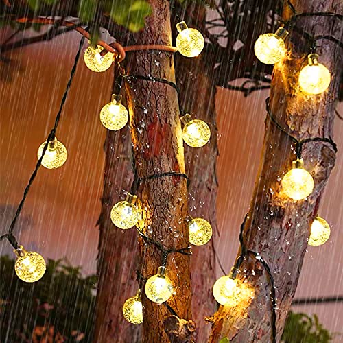 ANJAYLIA Solar Outdoor String Lights, 23Ft 50LED Globe String Lights with 8 Lighting Modes, Waterproof Solar Powered Patio Lights for Garden, Porch, Patio, Gazebo, Yard, Balcony, Outdoors (Warm White)