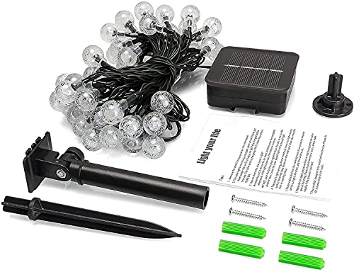 ANJAYLIA Solar Outdoor String Lights, 23Ft 50LED Globe String Lights with 8 Lighting Modes, Waterproof Solar Powered Patio Lights for Garden, Porch, Patio, Gazebo, Yard, Balcony, Outdoors (Warm White)