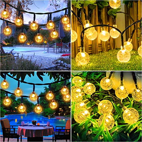 ANJAYLIA Solar Outdoor String Lights, 23Ft 50LED Globe String Lights with 8 Lighting Modes, Waterproof Solar Powered Patio Lights for Garden, Porch, Patio, Gazebo, Yard, Balcony, Outdoors (Warm White)