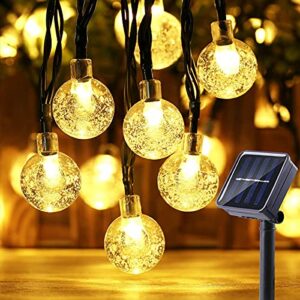 garden solar string lights, 100 leds 40ft 8 modes waterproof crystal globe balls lighting for outdoor patio lawn garden yard decoration wedding holiday home party wedding christmas decor (warm white)