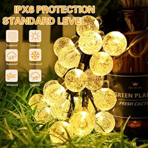 Garden Solar String Lights, 100 LEDs 40ft 8 Modes Waterproof Crystal Globe Balls Lighting for Outdoor Patio Lawn Garden Yard Decoration Wedding Holiday Home Party Wedding Christmas Decor (Warm White)