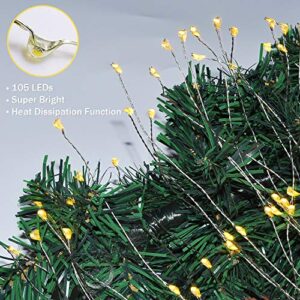 HeyMate Solar Firework Lights Garden Decorative Light - 2 Pack Warm White Solar Fireworks Lights with 105 LED Powered 35 Copper Wires Christmas Solar Lights Outdoor for Pathway Patio Yard Lawn