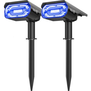 AOUNQ Solar Spot Lights Outdoor Landscape Lighting Blue, [64 LEDs/1000 Lumens/3 Modes] 2-in-1 Solar Outdoor Lights, IP67 Solar Spotlights Outdoor Waterproof Pathway Garden Lights for Yard Tree, 2 Pack