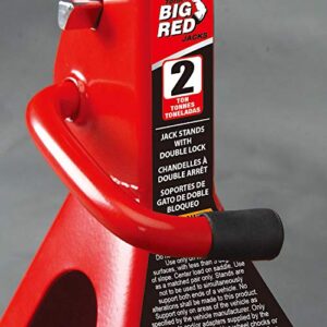 BIG RED T42002A Torin Steel Jack Stands: Double Locking, 2 Ton (4,000 lb) Capacity, Red, 1 Pair