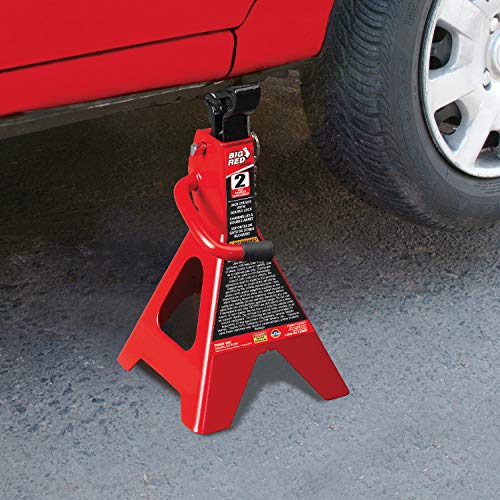 BIG RED T42002A Torin Steel Jack Stands: Double Locking, 2 Ton (4,000 lb) Capacity, Red, 1 Pair