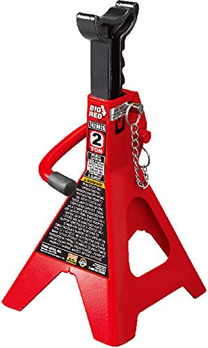 BIG RED T42002A Torin Steel Jack Stands: Double Locking, 2 Ton (4,000 lb) Capacity, Red, 1 Pair