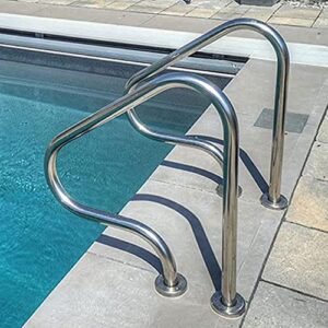 ANSNAL Swimming Pool Handrails, Stainless Steel Spa Stair Handrails 3-Bend Swimming Pool Safety Handrails for Garden Backyard Pools, Easy to Instal