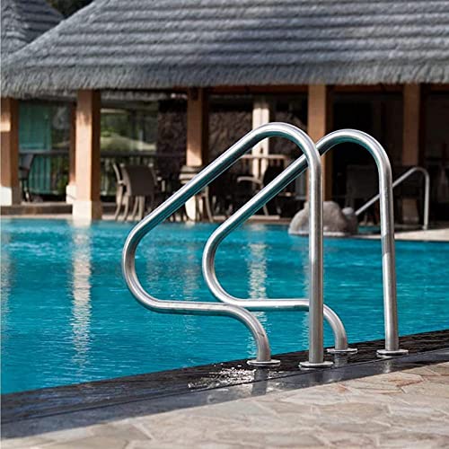 ANSNAL Swimming Pool Handrails, Stainless Steel Spa Stair Handrails 3-Bend Swimming Pool Safety Handrails for Garden Backyard Pools, Easy to Instal